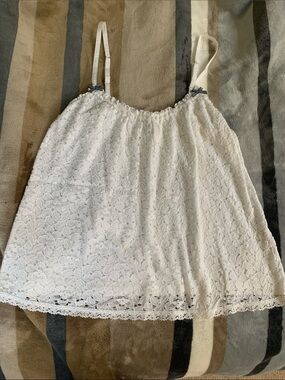 Rare Vintage Abercrombie & Fitch White 100% Cotton Lace Layered Bow Cami